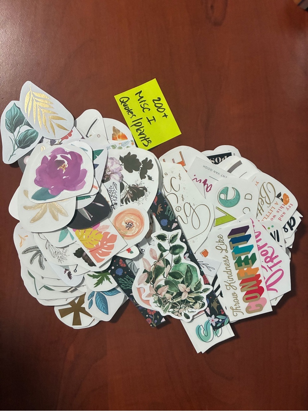 Assorted Floral and Typographic Sticker Pack - Multi-Color